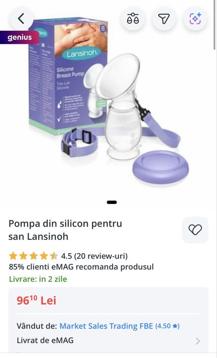 Colector lapte matern Lansinoh / Pompa silicon