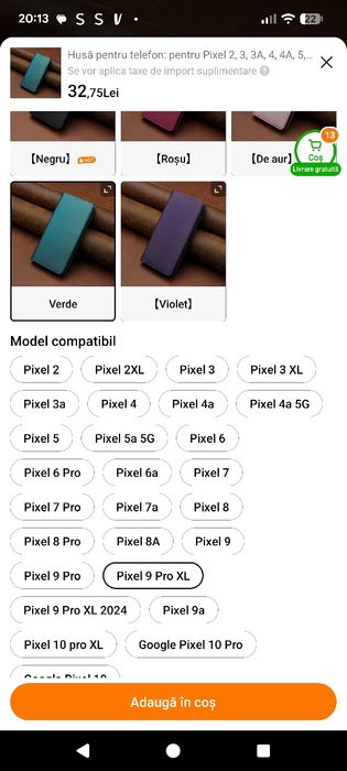 Vând husa telefon Pixel 9 pro Xl noua, verde inchis