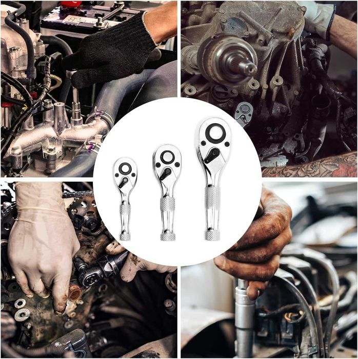 Комплект тресчотки 1/4", 3/8" и 1/2" - 3 части
