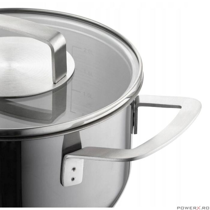 Oala cu capac, din inox, parte inferioara cu 5 straturi, diametru