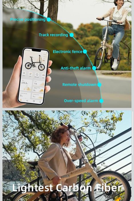 Чисто ново карбон 14кг сгъваемо ел. колело