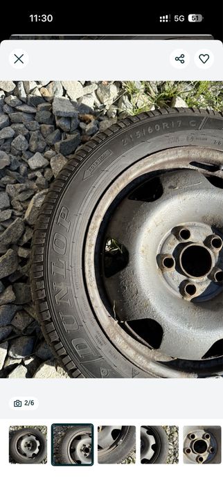 Roti de iarna, jante tabla si cauciucuri 215/60/17 C Vw T6, T5