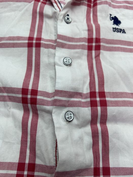 Cămașă Bărbați U.S. Polo Assn. Carouri Alb / Roșu - Mărimea S (Regular Fit)