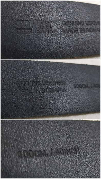 Curea Tommy Jeans din piele naturală neagră, 100 cm, made in Romania
