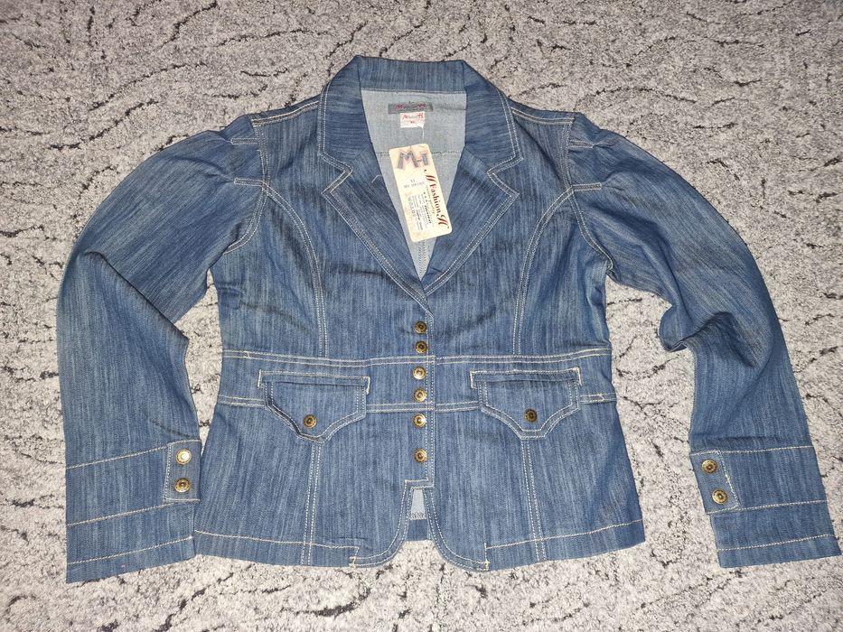 Тъмносиньо дънково сако