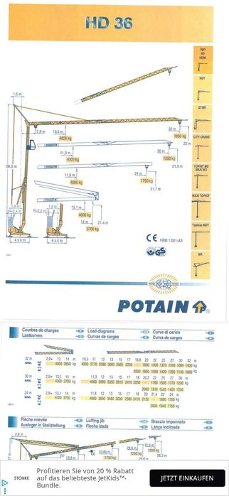 Vind Macara Potain Kran HD 36