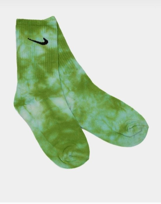 Носки Найк в стиле тай дай цвета голубые и зелёные