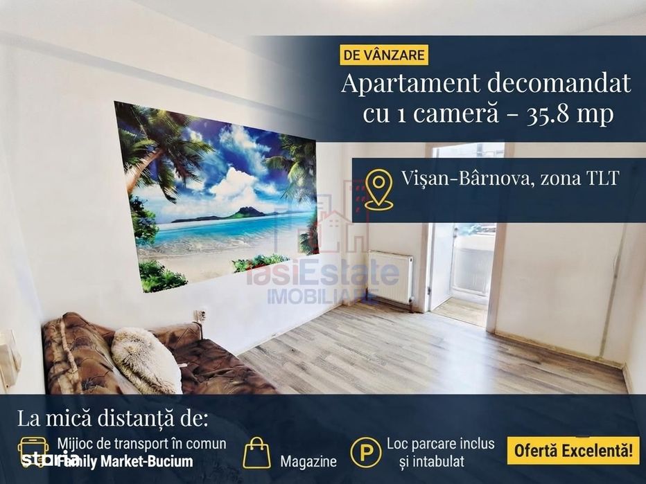 Apartament decomandat cu o camera de vanzare, parcare inclusa