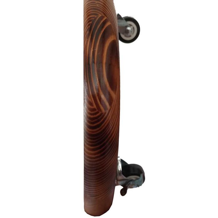 Suport ghiveci flori din lemn ars, rotund, pe roti pivotante – Ø30 cm