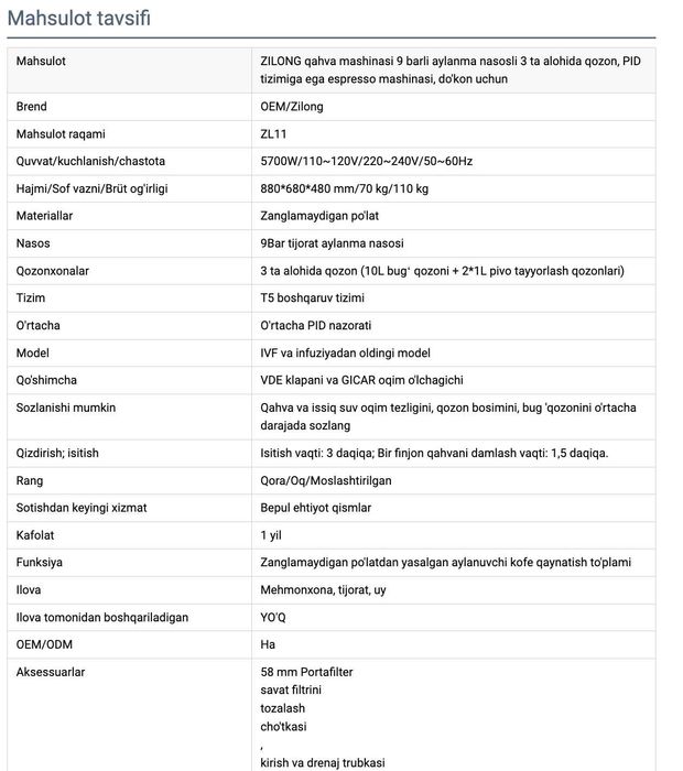Kofe mashinasi 3qozon 9Bar + Sensorli kofe maydalagichK