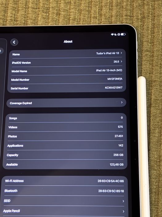 iPad Air 13” (M2), 256GB, albastru, împreună cu Apple Pencil Pro
