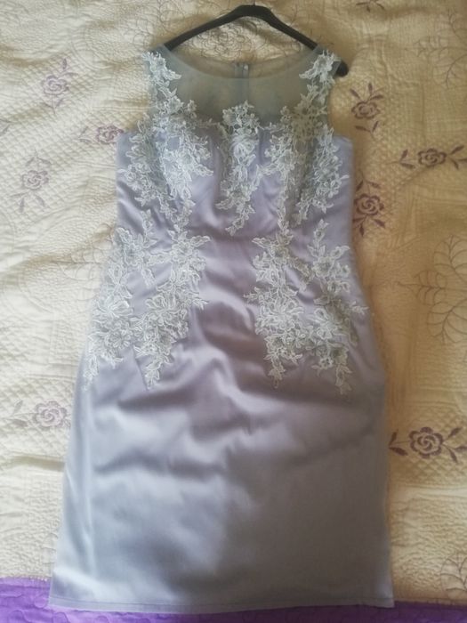 Rochie gri cu dantela