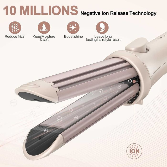 LURA Преса за коса и маша 2 в 1 Керамична йонна 25 мм Бързо загряваща