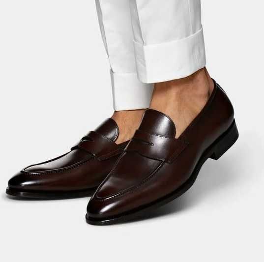 Pantofi de lux 43 43.5 44 loafer penny FABI lucrati manual piele naturala moale negru