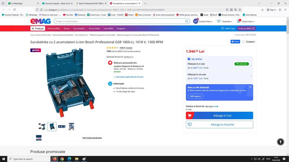 Masina de gaurit / infiletat Bosch Professional 18 V