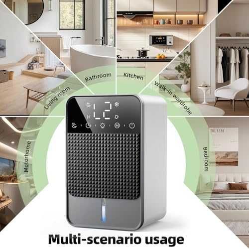 Нов Преносим влагоуловител 1.8L за баня спалня 600ml/24H LED светлина