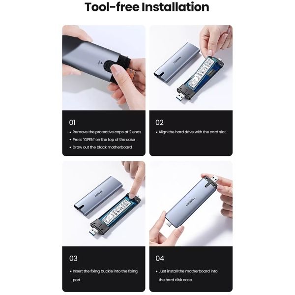 Ugreen cm400 и cm353 m.2 nvme 10 гбит/с ssd case box