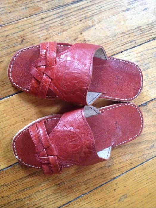 Нови летни сандали чехли 23 номер естествена кожа ръчна изработка