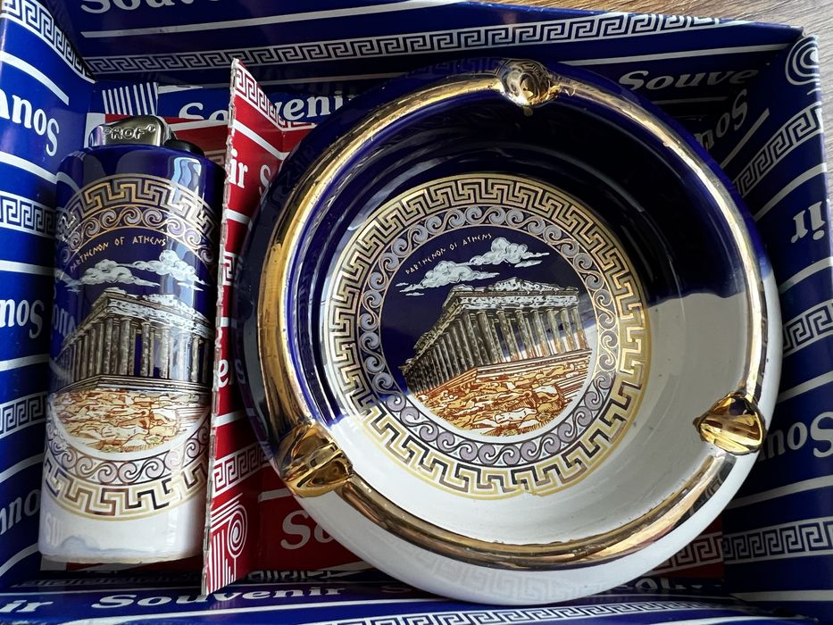 Пепелник и чашка за запалка от Гърция, ръчна изработка