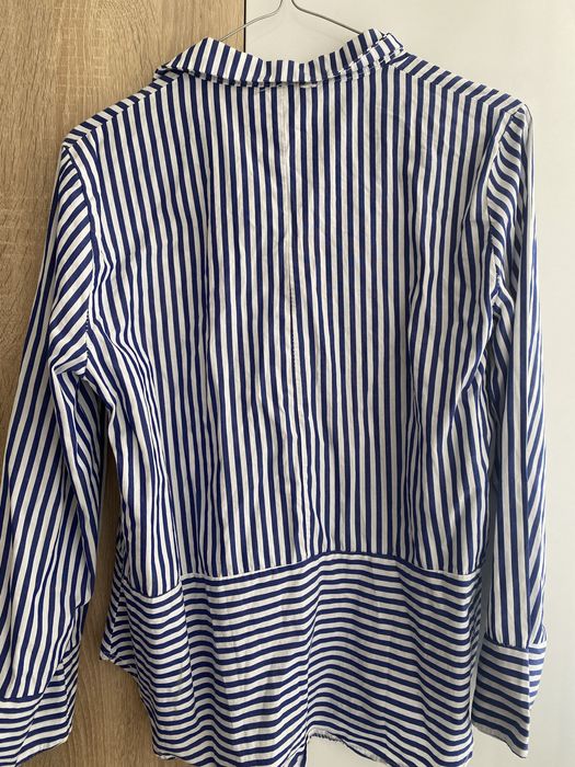 Риза с дантела синьо и бяло