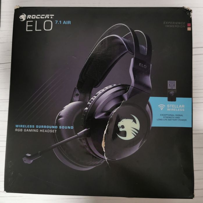 Casti gaming wireless Roccat ELO 7.1 Air, Iluminare RGB, USB, Negru