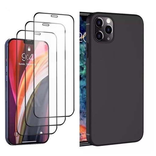 Pachet Husa Silicon + Folie Sticla Curbata 11D Iphone 12/13/14 PRO MAX