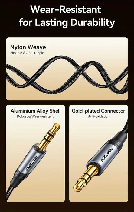 Премиум-Лукс 3.5мм Aux/Стерео Аудио Кабел(За професионален Hi-Fi Звук)