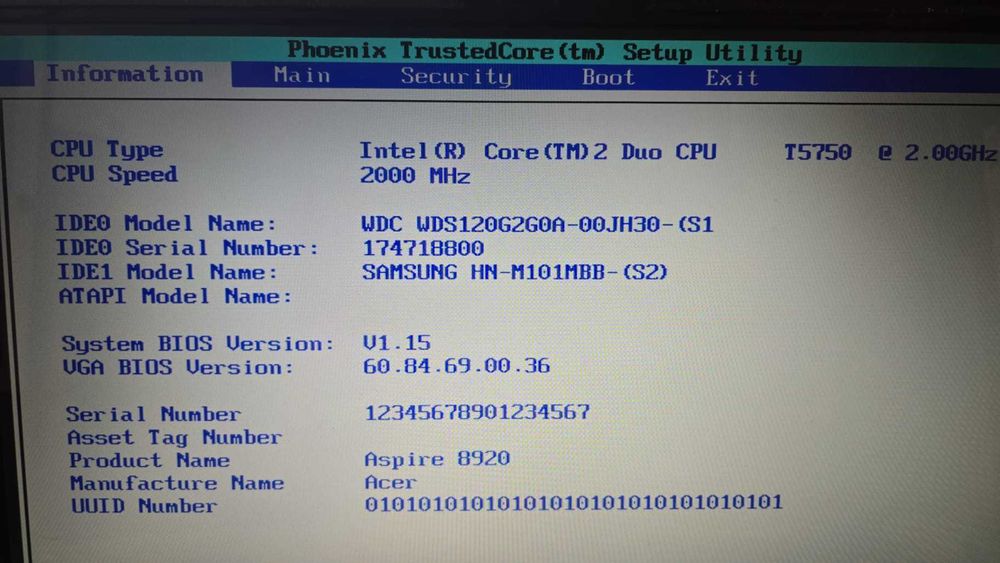 Laptop Acer Aspire 8920G display 18,4