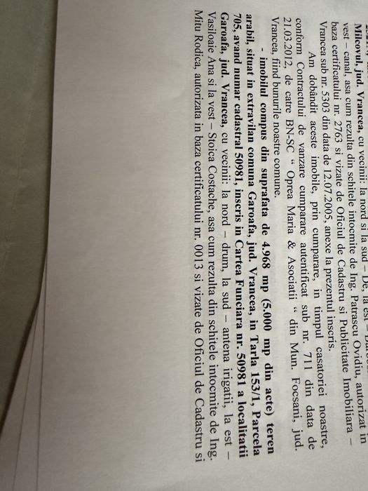 Teren arabil Garoafa , langa Focsani