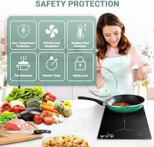 AMZCHEF индукционен плот 2 зони 3300W Flex Zone