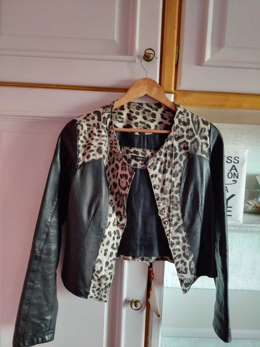 Пролетно яке естествена кожа и плат