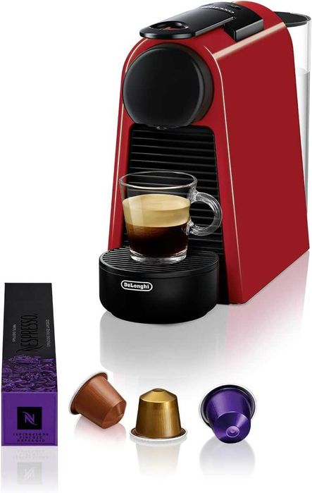 ПРОМО Нова 2г Гаранция Кафемашина с Капсули DeLonghi Nespresso Essenza Mini EN85.B, Черна/Червена