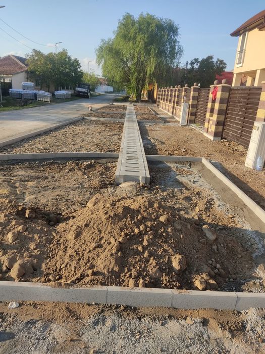 Montaj rigola beton carosabila | Rigole curte | Drenaj Apa pluviala