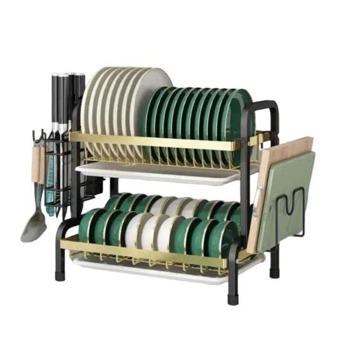 Карбонов сушилник за чинии /съдове/Черен Въглеродна стомана 2-етажен