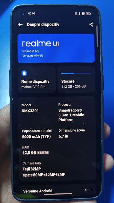 Realme gt2 Pro - 12 GB RAM 256 GB stocare