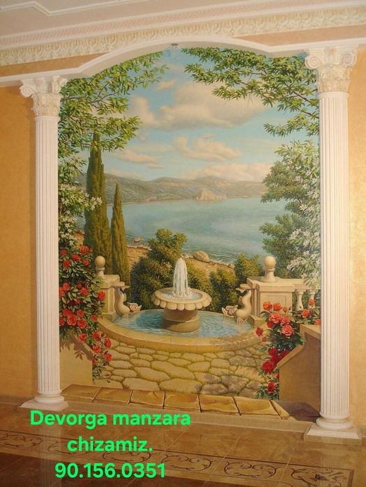 Rassom,Xudojnik,Devorga bo'rtma rasm.