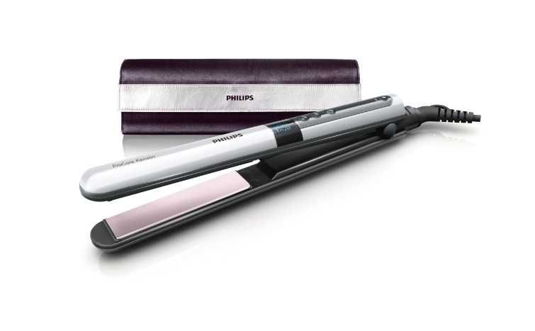 Преса за коса Philips HP8361/00, 230 градуса, LCD, Йонизиране, Керамични плочи с кератиново покритие