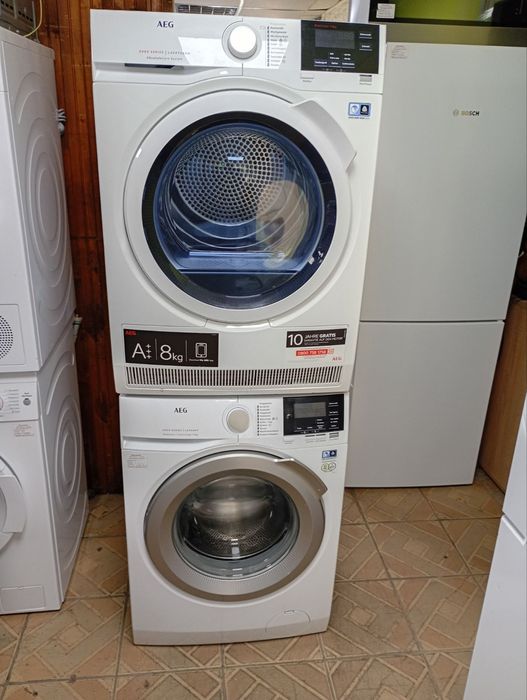 Комплект пералня и сушилня с термопомпа АЕГ Aeg A+++ 8кг 2 години Гаранция!
