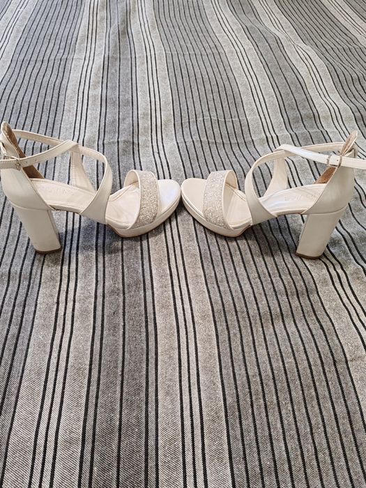 Sandale albe/ivory mireasa cununie nunta