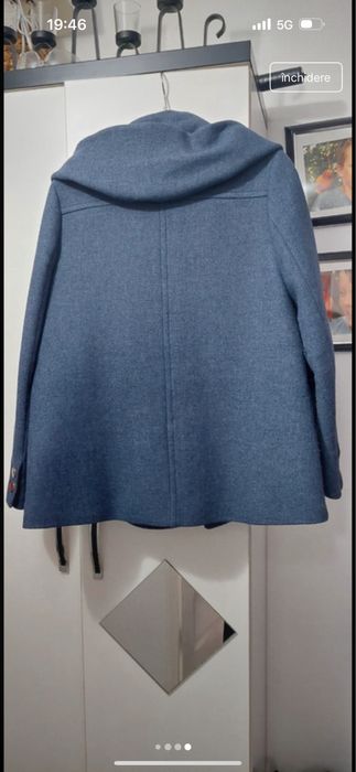 Palton scurt Zara albastru cu gluga Mărimea S