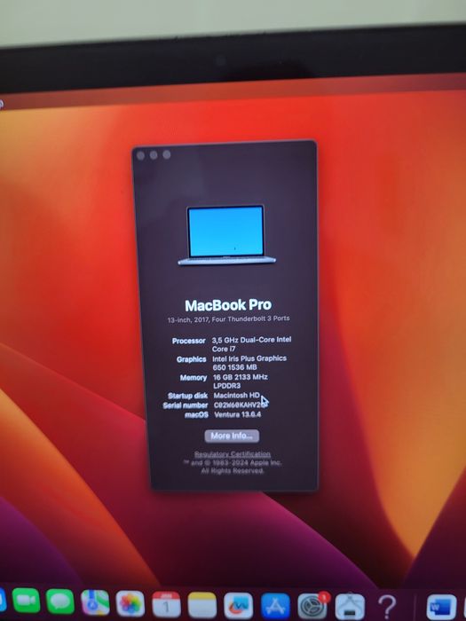 MacBook Pro 13" cu touchpad, impecabil 16GB RAM 256SSD