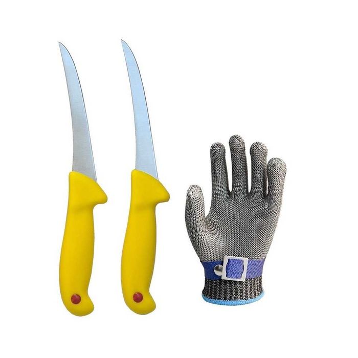 Set Profesional macelar 2 Cutite pentru dezosat + Manusa anti taiere
