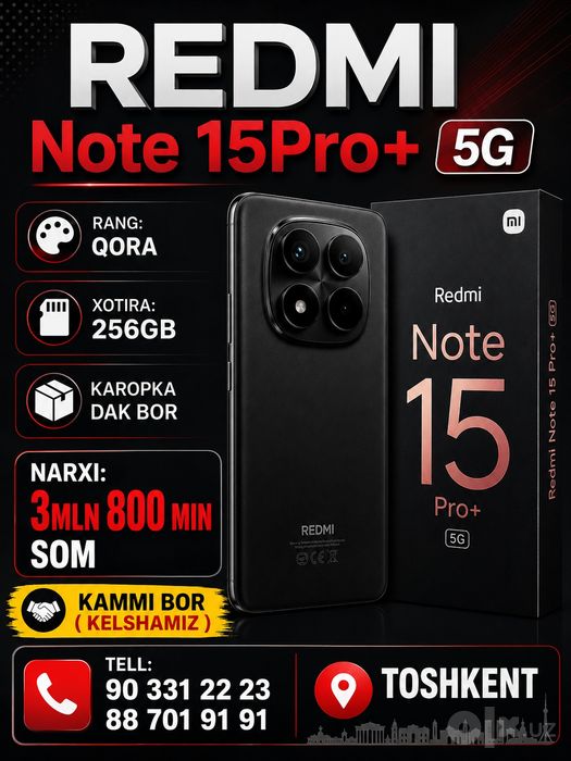 REDMI Note 15 Pro+ 5G 256GB Qora