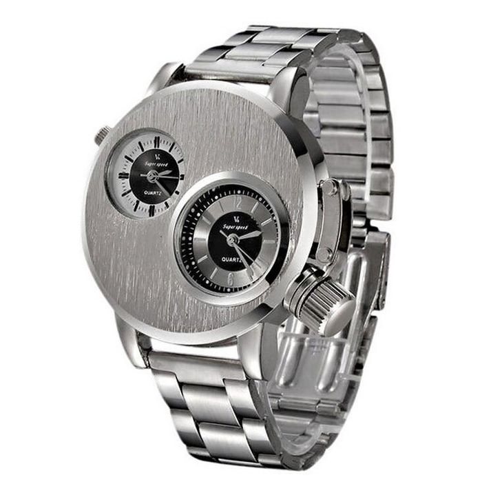 Ceas metalic cu 2 cadrane functionabile