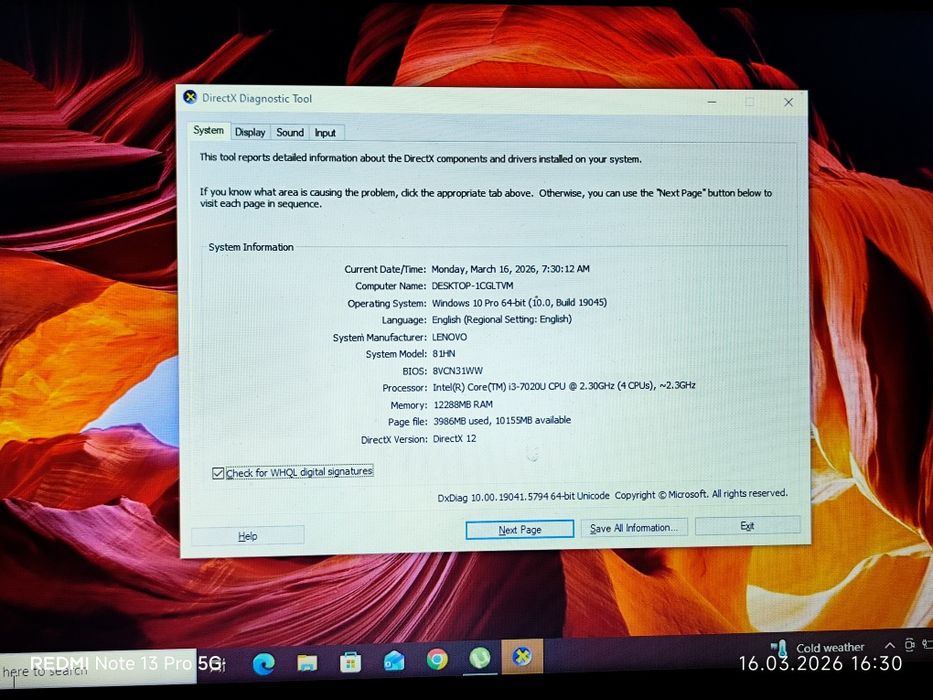 Laptop Lenovo V130-15IKB I3 7020U