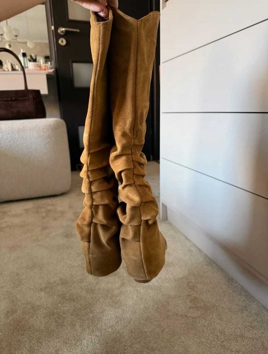 Cizme piele intoarsa camel - Marimea 37