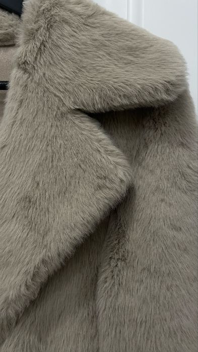 Шуба экомех длинная