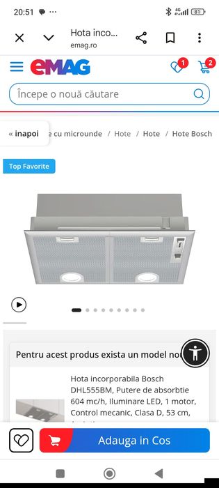 Hota incorporabila Bosch DHL555BM, Putere de absorbtie 604 m