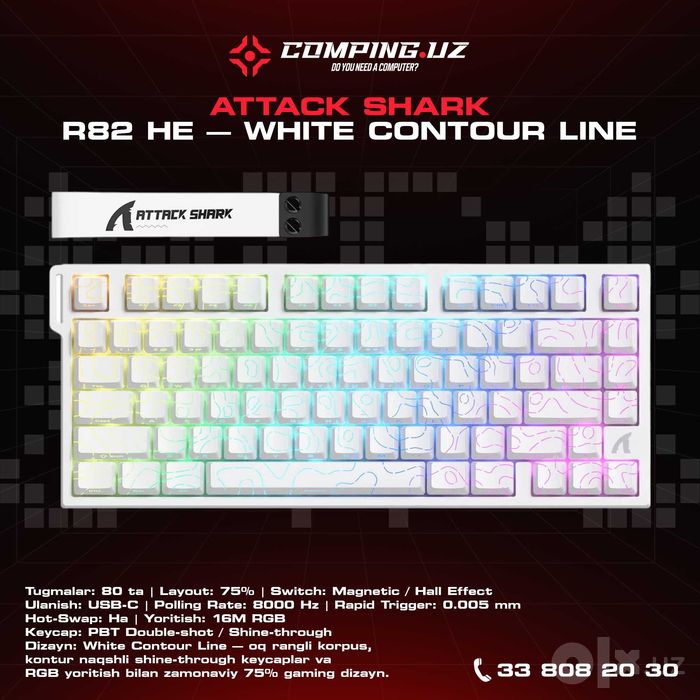 ATTACK SHARK R82 HE Rapid Trigger Keyboard Magnetic Switch with