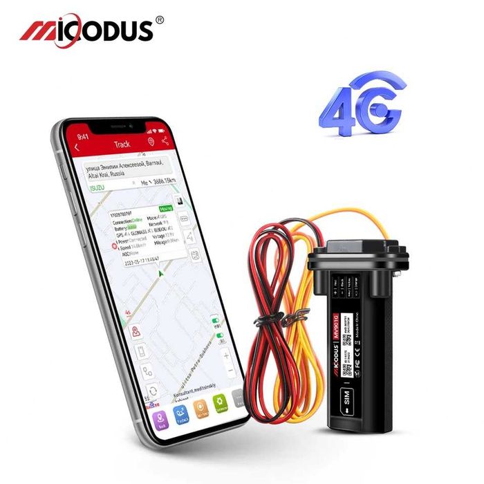 GPS тракер MiCODUS MV901G 4G – водоустойчив, с опция за предплатена СИМ карта